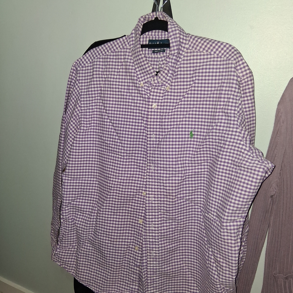 Ralph Lauren Men's Purple Gingham Shirt XXL Long Sleeve Button Down